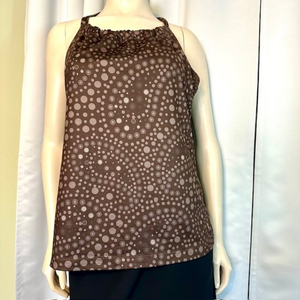 Danskin Now Outfit Top Womens Brown Polka Dots Size XL (16-18)